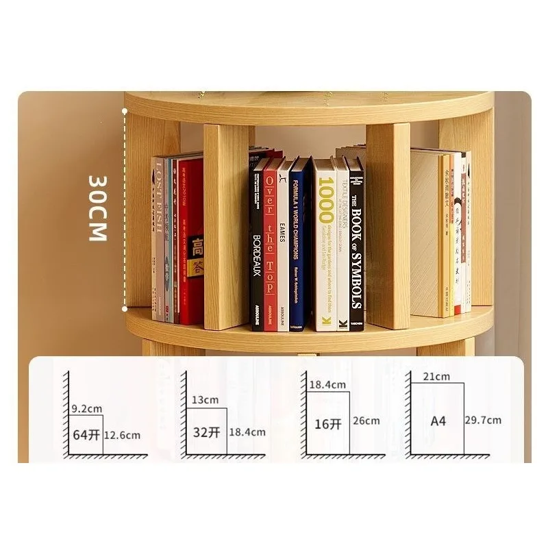 360-degree Rotating Bookshelf Storage Rack Floor-standing Integrated Wall-leaning Movable Corner Children's Small Narrow Cabinet