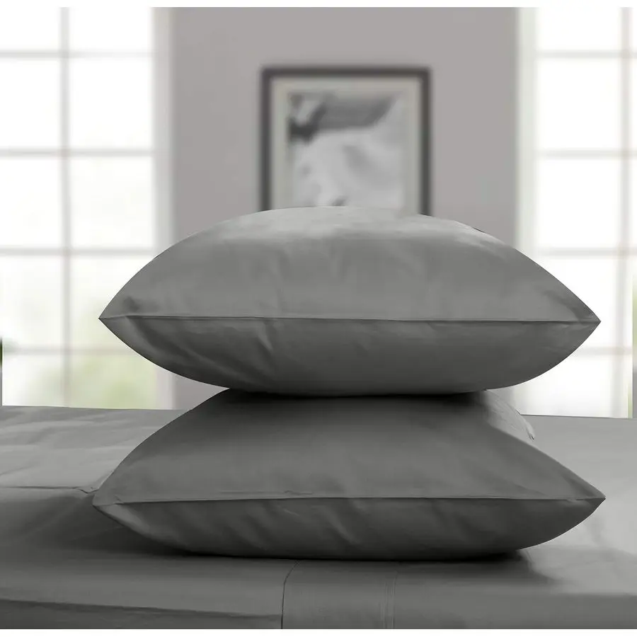 

Pillow Cases Standard Size 1200 Thread Count 100 Supima Cotton Pillow Covers, Luxury Smooth Solid Sateen Dark Grey