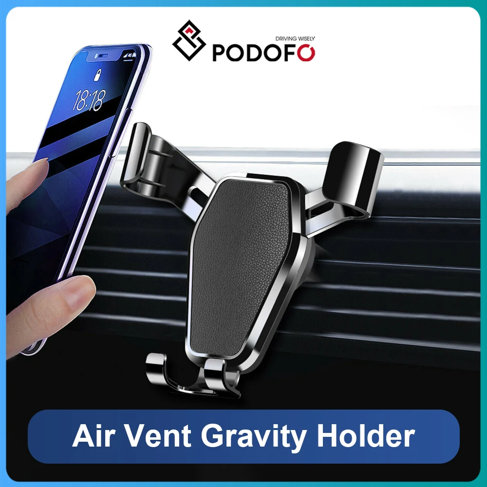 Podofo Universal Mobile Car Phone Holder Air Vent Gravity Design Mount Cradle Stand for iPhone 15 14 Pro Xiaomi Huawei Samsung