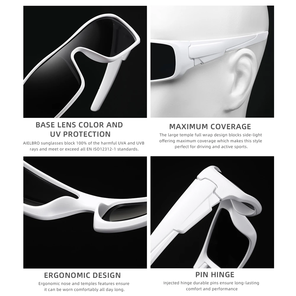 Fahrradbrille, UV400-Sonnenschutz, Fahrrad-Sonnenbrille, verstellbar, leicht, großer Rahmen für Männer und Frauen – Detail 5