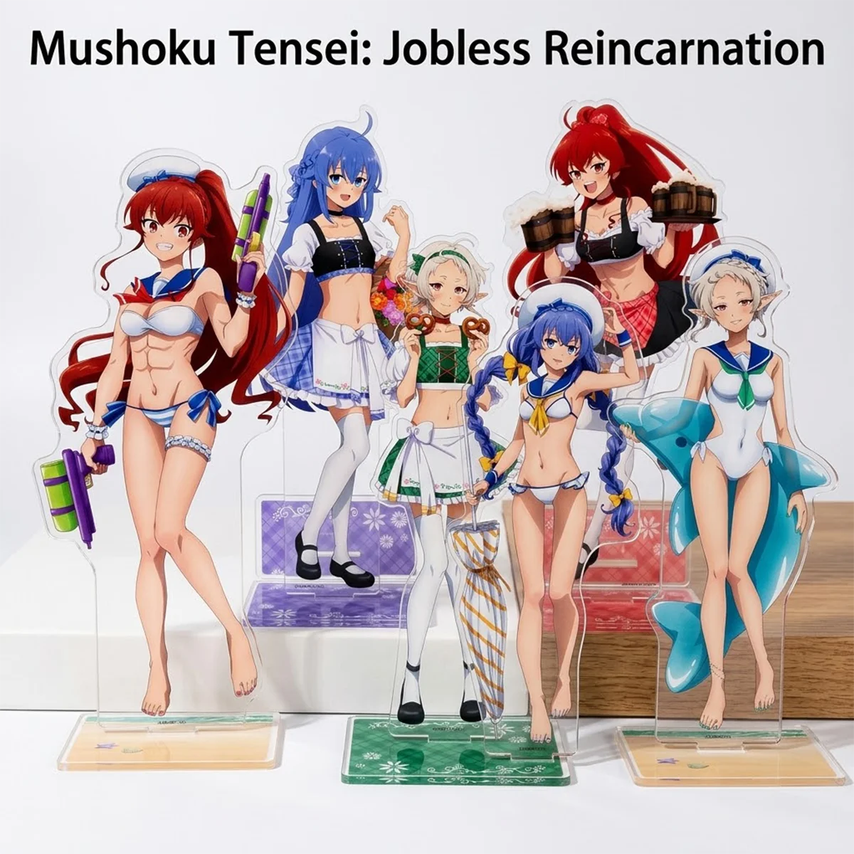 Anime Mushoku Tensei 15cm Acrylic Stand Set, Rudy Collectible Merch, Halloween Gift, Desk‑ornament for fan display Keychain