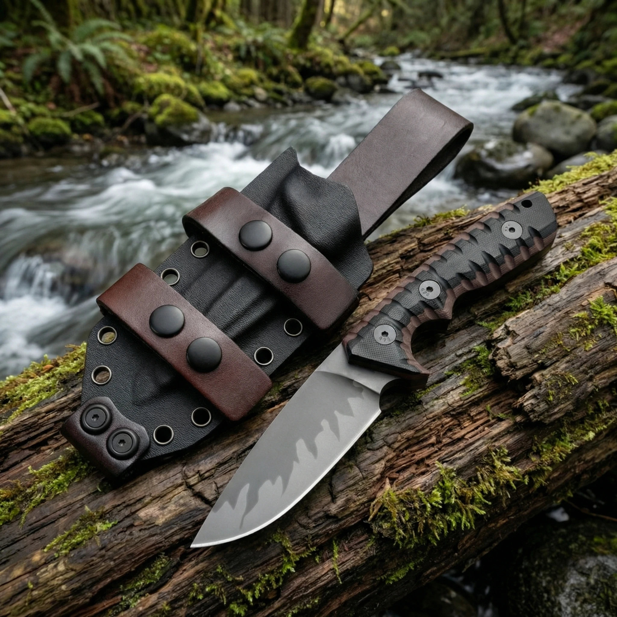 

High-quality steel fixed blade, outdoor knife, camping knife, high-hardness stainless steel integrated spine with sheath, emerge