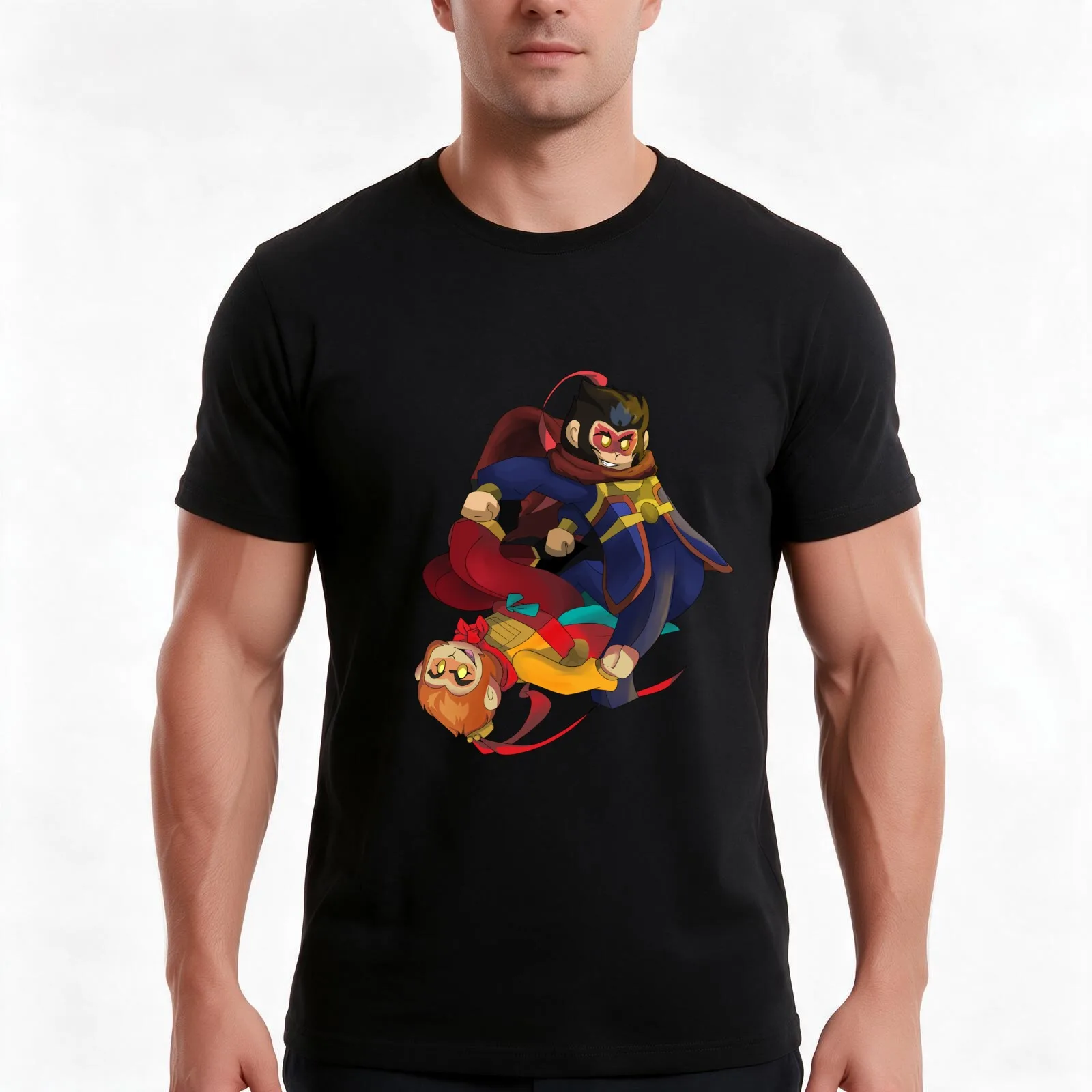 Monkie Kid: Macaque & Monkey King T-Shirt, Summer Casual Cotton Tee, Oversized Streetwear Tops, Vintage Graphic Print