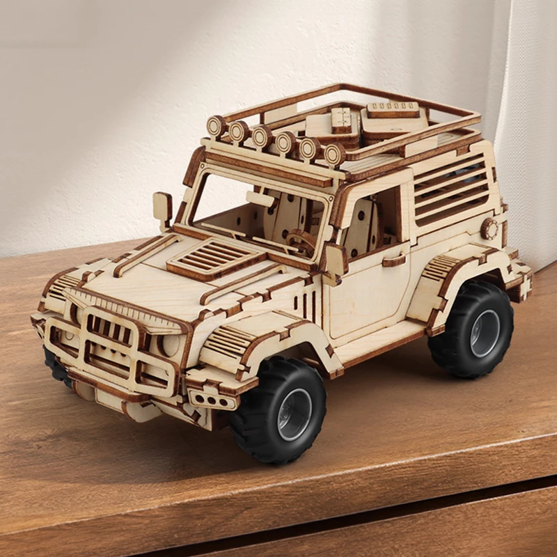 SUV 3D Auto Houten Puzzel, Schaalmodel, DIY Model Kit, Handwerk Cadeau, Woondecoratie, Mechanische Model Kit, Bouwspeelgoed