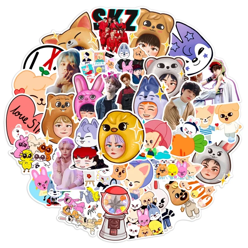 50PCS Cute Cartoon Idea Skz Stickers Suitable for Helmet Desktop Wall Stationery Phone Decoration DIY Sticker Pack Toys