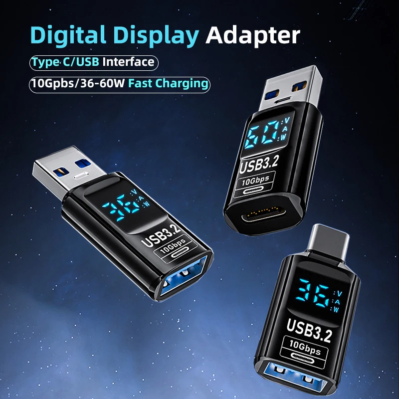

USB3.2 OTG Adapter USB C to USB A Fast Charging Data Transfer Converter 10Gbps USB Male to Female Digital Display Adapter 36-60W