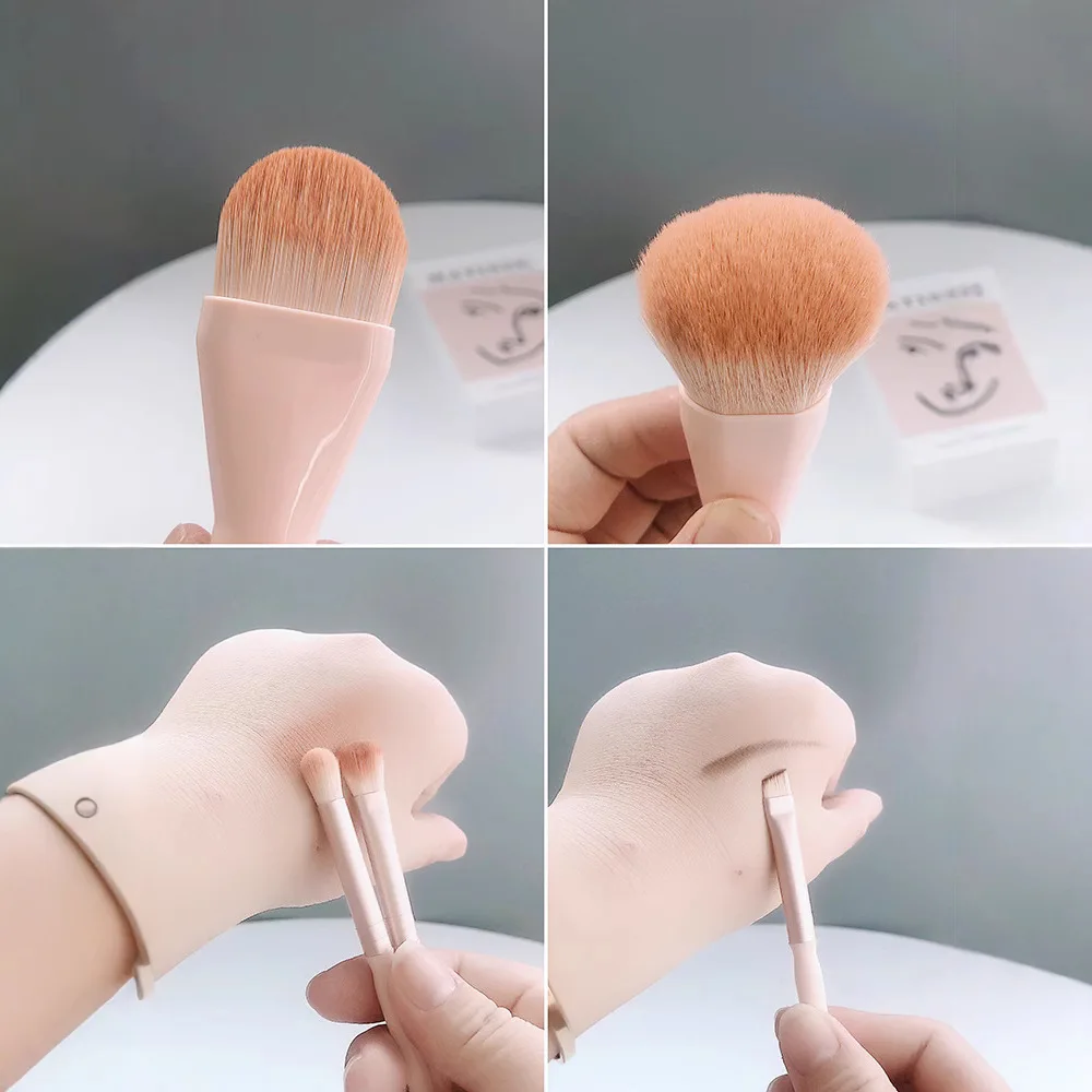 5pcs New Portable Mini Makeup Brush With Mirror Beauty Tool Multifunctional Eye Shadow Brush Loose Paint Foundation Brush