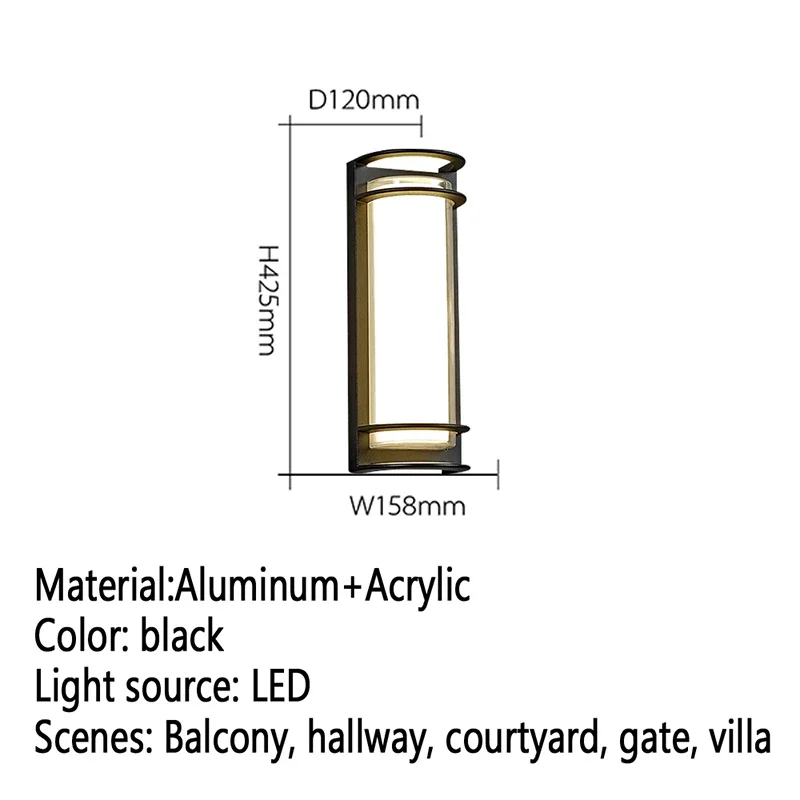 防水屋外LEDウォールライト,シンプルな電気ウォールライト,バルコニー,廊下,ヴィラ,パティオ,ゲート,ホテル
