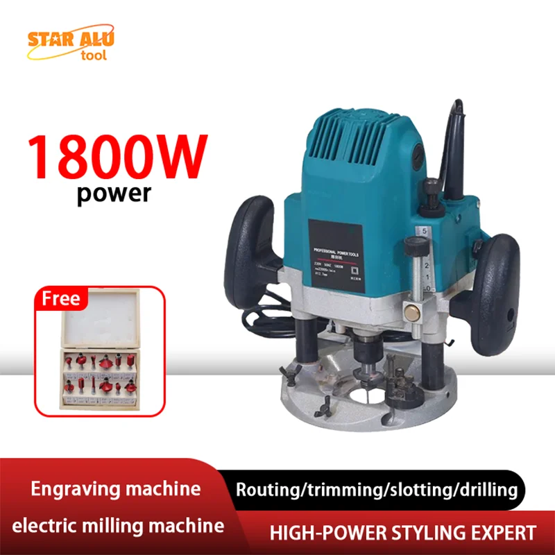 Мини-электрический фрезерный станок для деревообработки, 1800 Вт, 12,7 мм, ручной триммер для кромок, фрезерный инструмент для деревянного ламината