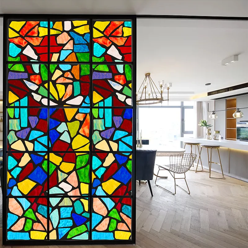 

Customized Size Glass Film Static Cling Classical European Church Style Home Decoration Heat Control Opaque Tint-Film 40cmx100cm