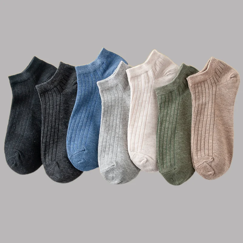 7/14 Pairs Men's Comfortable Boat Socks Bamboo Fiber Shallow Mouth Invisible Socks Short Tube Massage Bottom Men's Cotton Socks