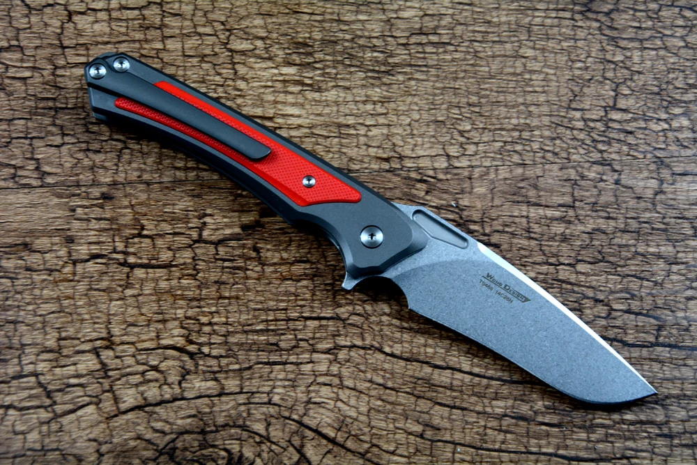 TWOSUN 14C28N Folding Blade Outdoor Hunting Pocket Utility Knives Red G10 Titanium Handle Fast Open TS468