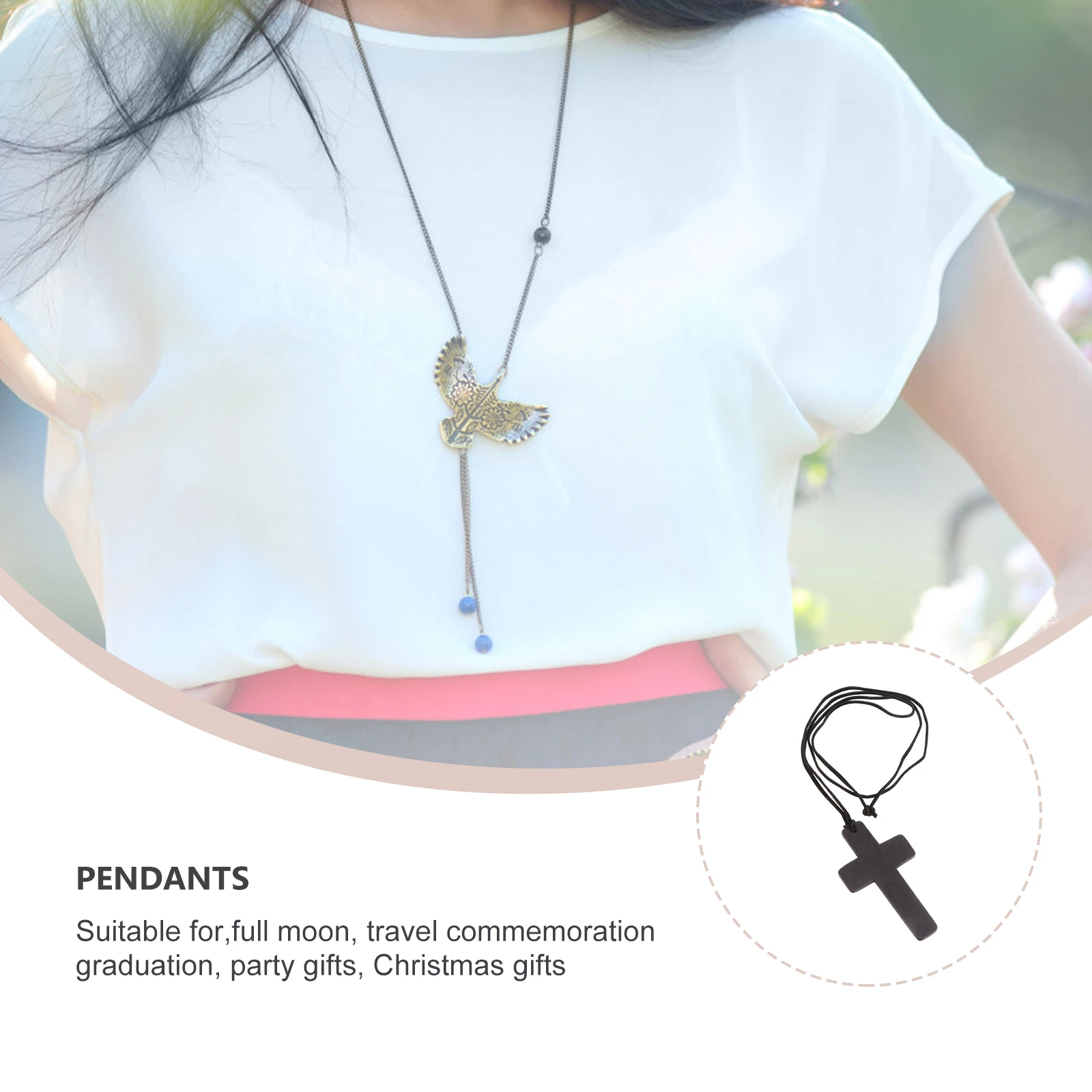 

12pcs Natural Wood Cross Pendant Necklace Diy Jewelry Making Unisex Fashion Choker Clavicle Chain Anti-Rust Non-Fading Unique