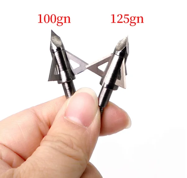 Archery Broadhead 100/125grain 3 Blades Arrow Tip for Compound Recurve Bow and Arrow Shooting Hunting