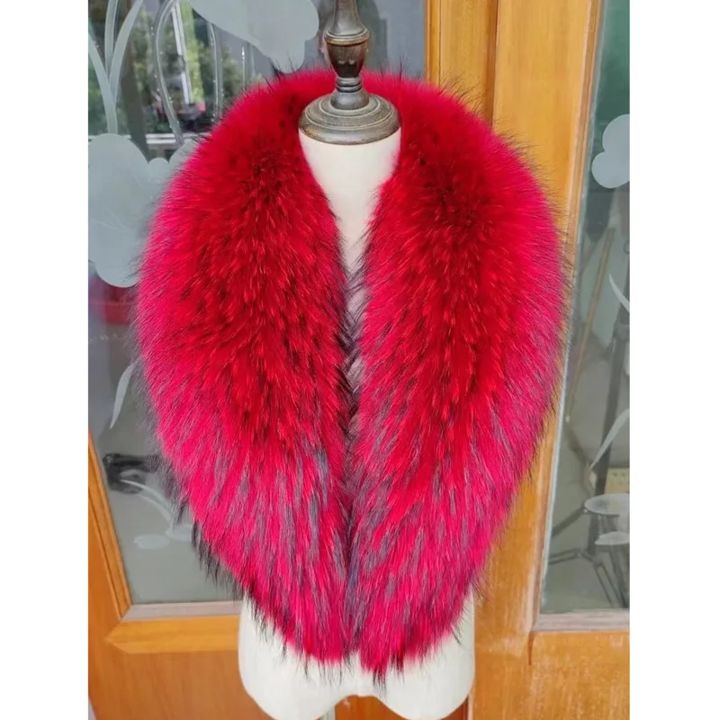 Raccoon Fur Collar Female Winter Fur Collar Coat Jacket Shawl Women Furry Fur Collar Scarves Neck Warmer Natural Fur Scarves view 5