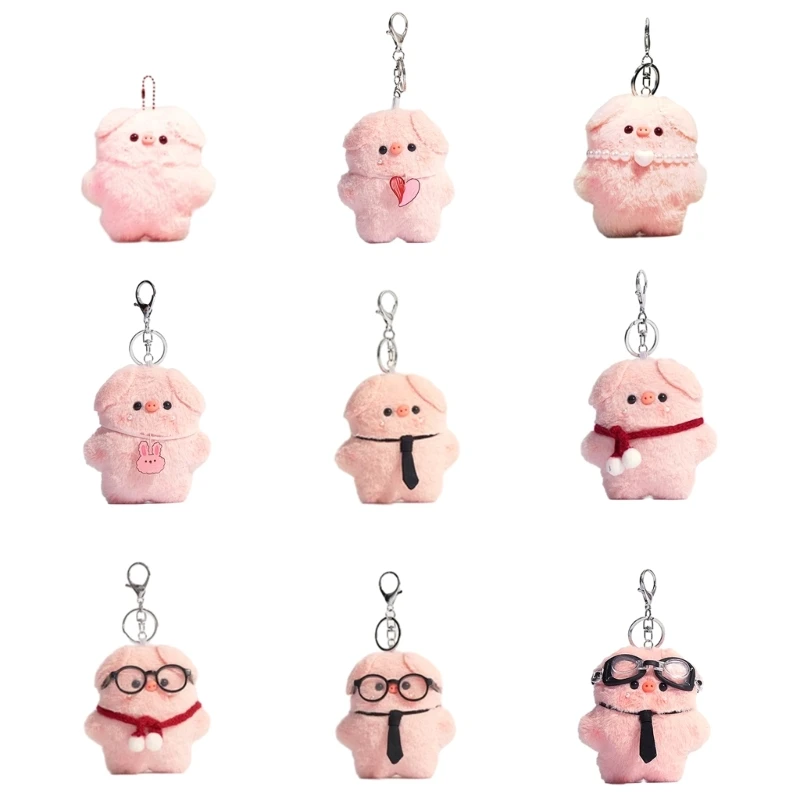 Creative Sunglasses Pig Keychain Soft Stuffed Plush Toy Backpack Pendant