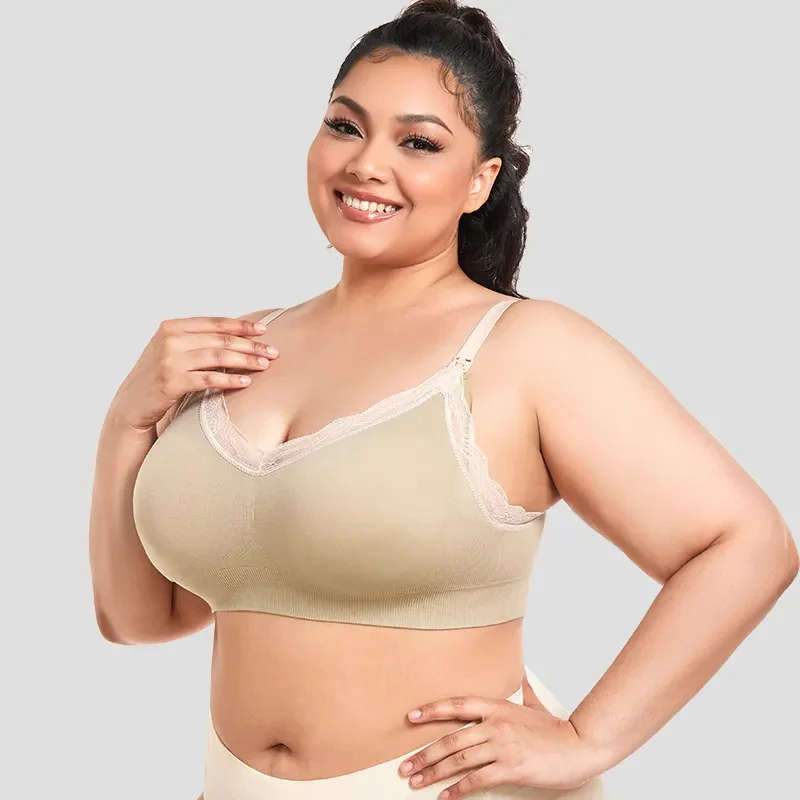 Wireless Seamless Nursing Bra Front Open Sleepwear Sexy Lace Maternity Underwear for Pregnancy And Breastfeeding Women