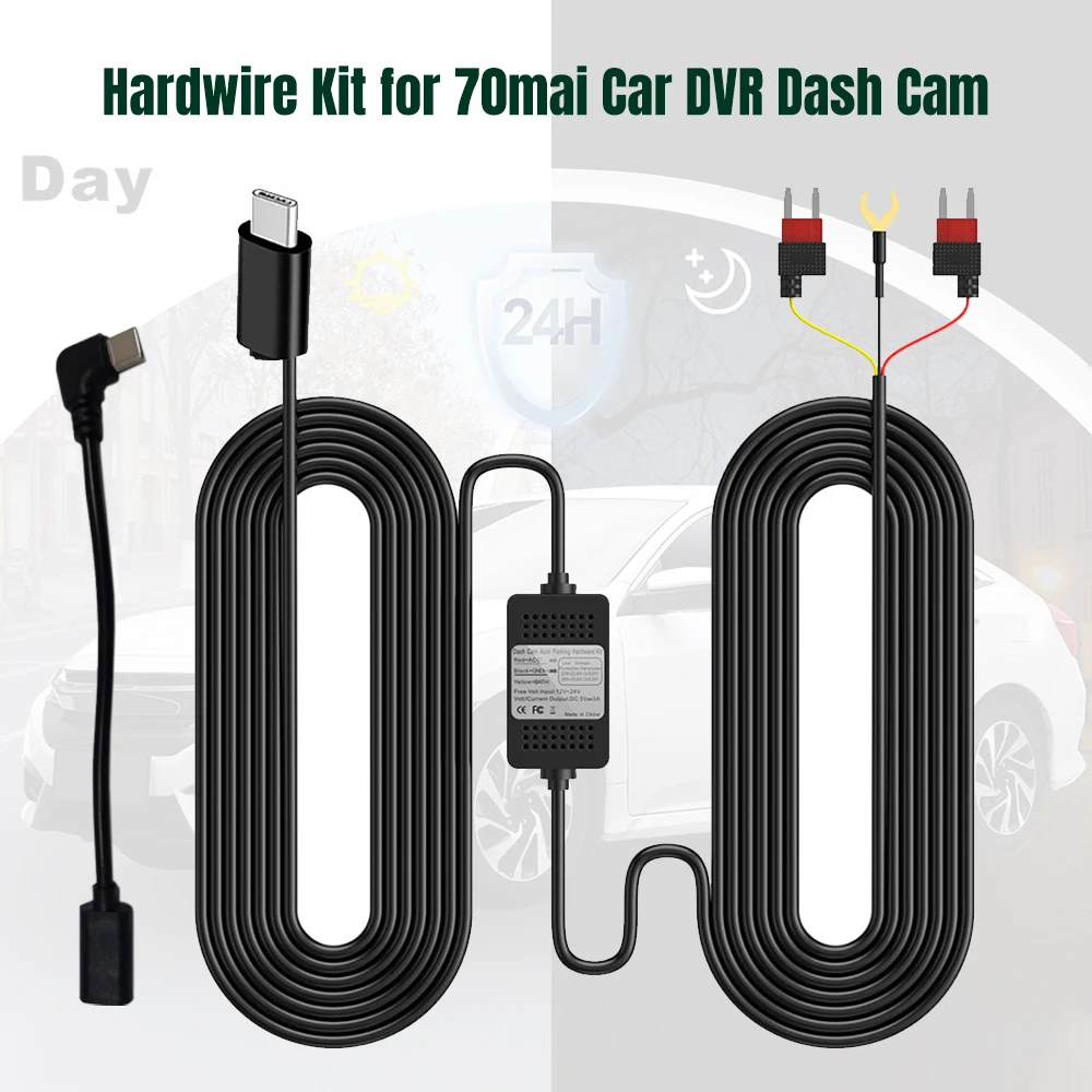 Hardwire Kit OBD To USB Charger Converter Power Adapter Cable For 70mai Car DVR Dashcam Mirror Recorder 24h Parking Monitoring