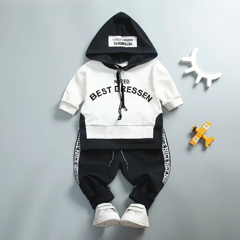 Baby Spring Autumn Hooded Suit Boys Two-piece Baby Clothes New Kids 1 2 3 4 Years Old Cotton Outfits Girl Long Sleeve Tracksuit