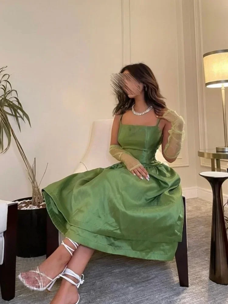 Green suspender evening dress, strapless long slim fit, backless ball dress, Saudi Arabia wedding formal party dress 2024 New