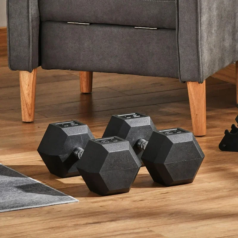 2x12/2x15/2x40/2x45/2x50lbs Hex Dumbbell Set of 2, Rubber Weights Exercise Fitness Dumbbell with Non-Slip Handles, Anti-roll, fo