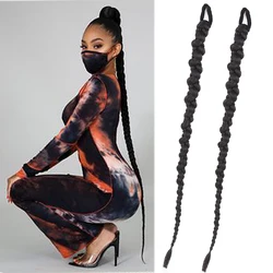 Twist Braiding Synthetic Chignon Tail With Rubber Band Hair Ring Long Boxing Braids Crochet Braid Hair Ponytail Extensions