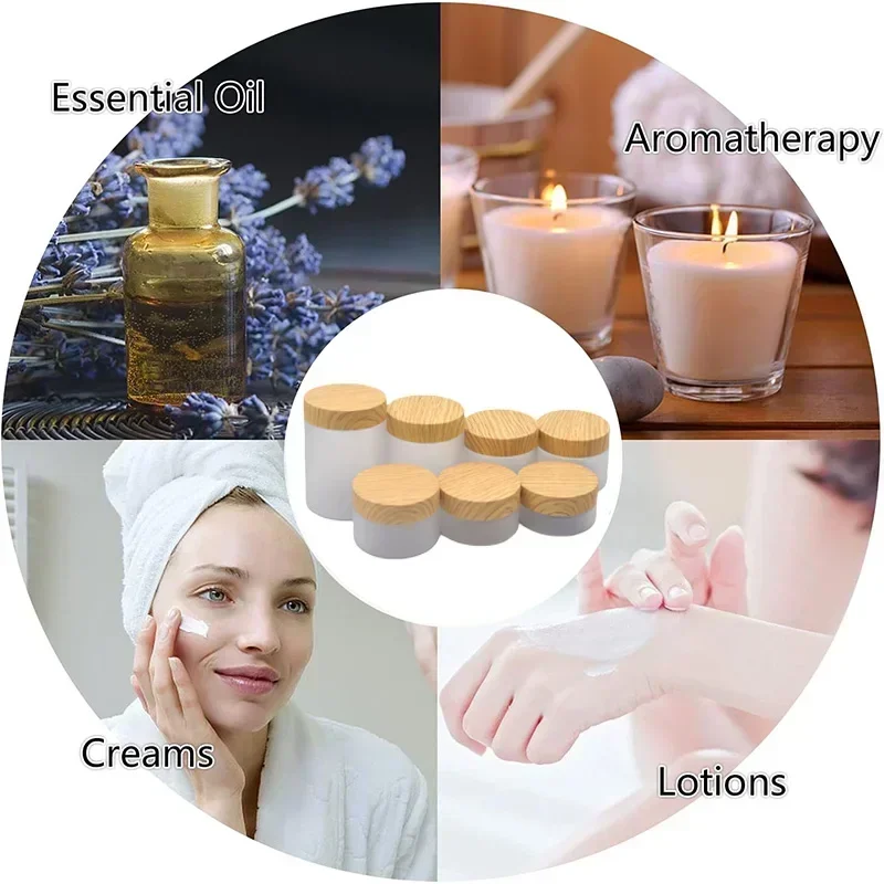 12 ชิ้น/ล็อต 50/80/100/120/150/200/250g ครีม Jar เลียนแบบไม้เลียนแบบ Grain ฝาปิดเครื่องสําอางขวดพลาสติกเปล่า Jar