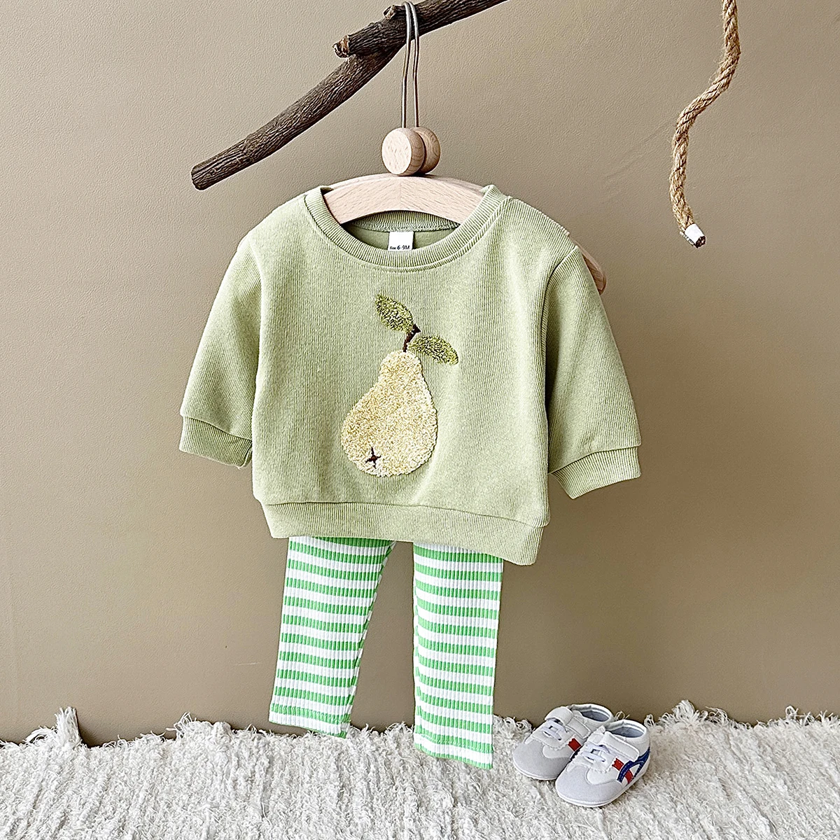 2024 Spring Autumn Baby Clothing Set Plush Cute Fruit Pattern Long Sleeved Pullover+Pants Infant Toddler Girls 0-3Y Newborn Baby