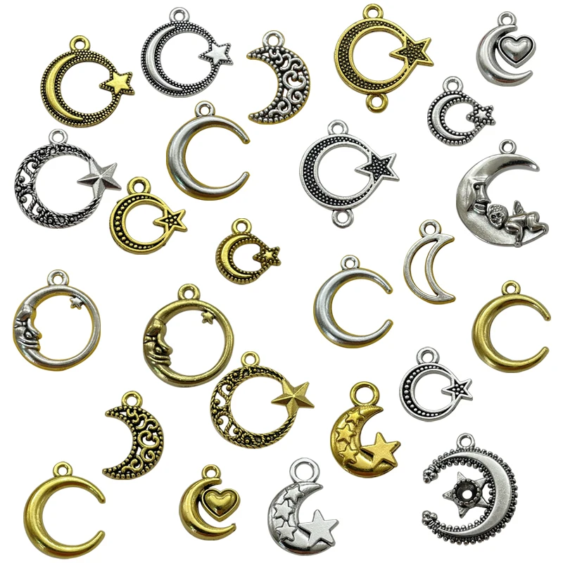 Goddess Triple Viking Hollow Moon Star National Flag Pendant Tibetan Sliver Finding Crafts Earrings Gifts Girlfriend's Birthday