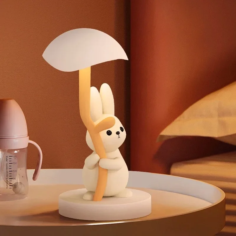

Cute Rabbit Bedroom Bedside Light Instagram Style Decorative Atmosphere Table Light Three Color Adjustable Small Night Light