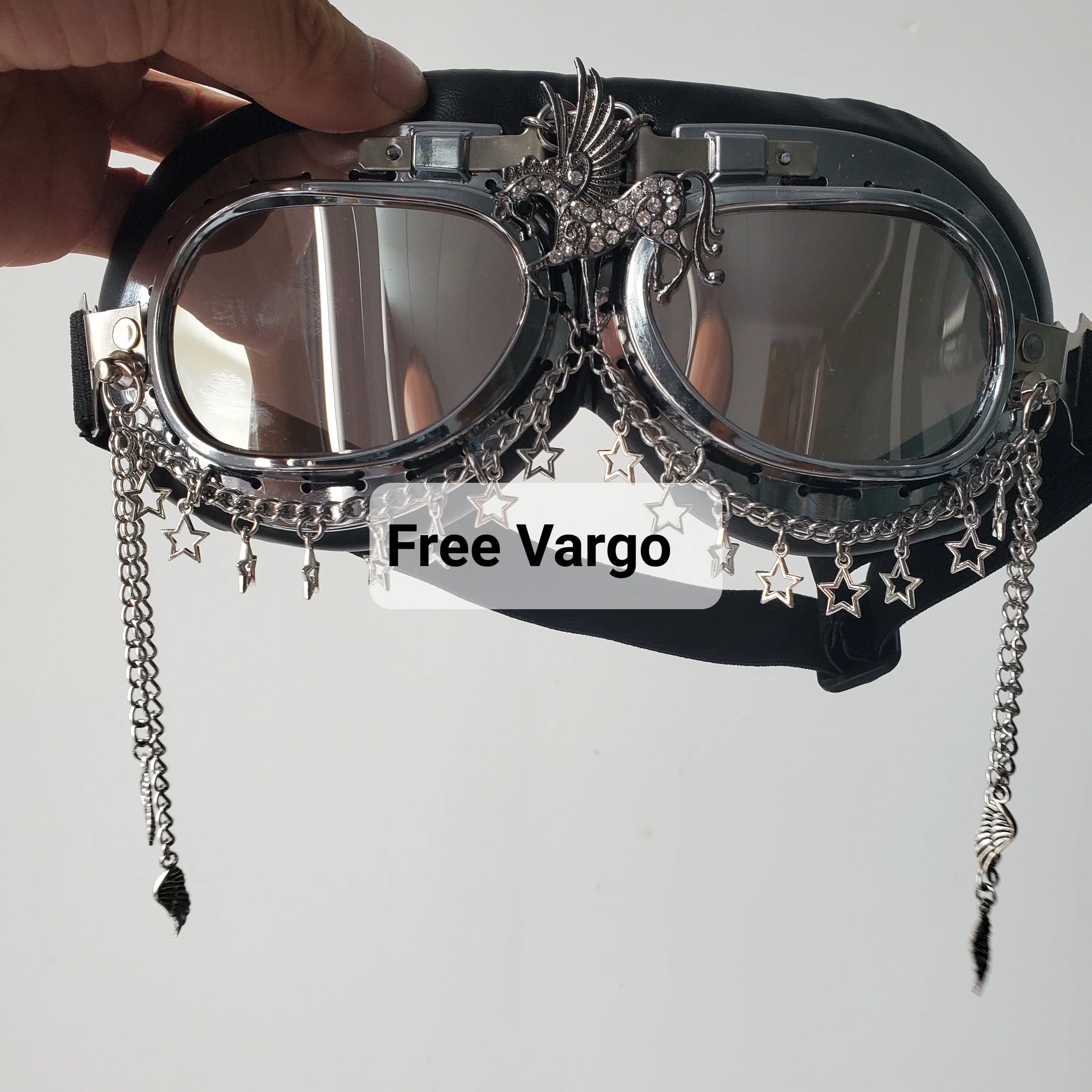 

Holographic Rave Streampunk Burning Man Chain Skull Bird Head Spike Costume Cyber Goth Goggles Masquerade Mask For Women