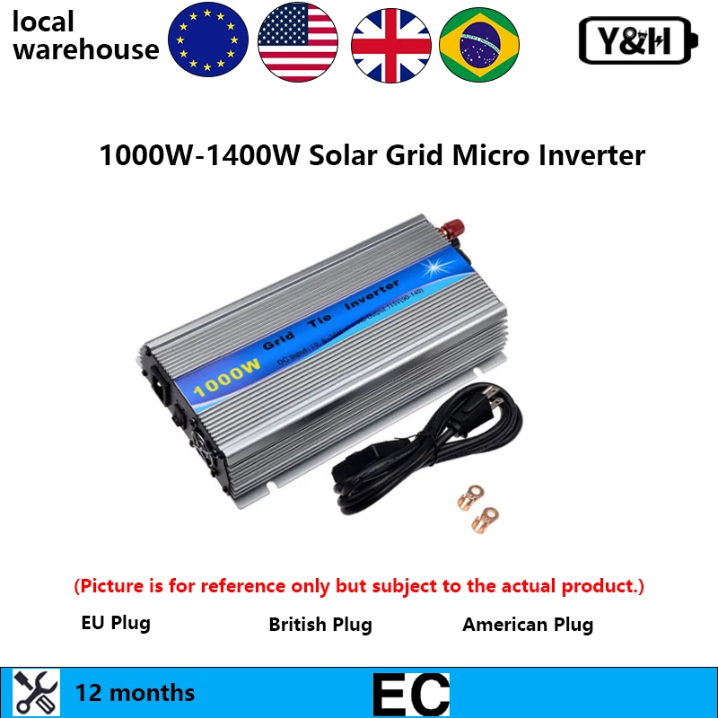 

Y&H MPPT Solar Grid Tie Micro Inverter 1000W 1300W1400W Pure Sine Wave Inversor AC120V/220V Solar Panel Home System