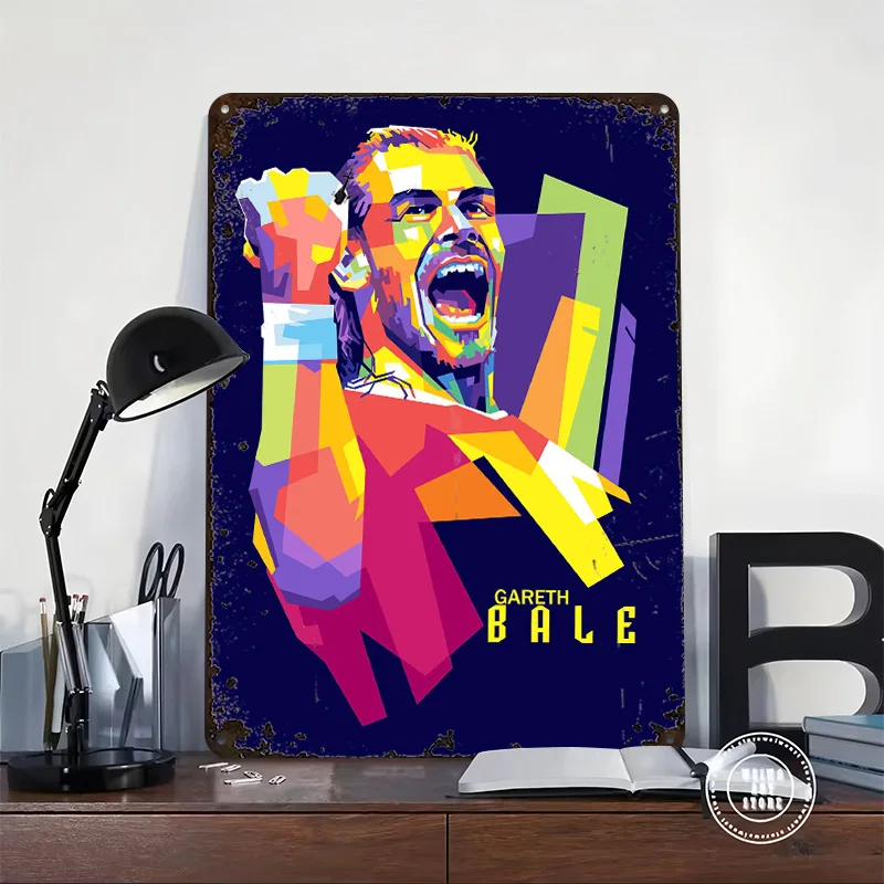 Gareth Bale Metal Poster Customized Wall Art Retro Vintage Metal Signs for Man Cave Bedroom Decoration Gaming Bathroom Decor