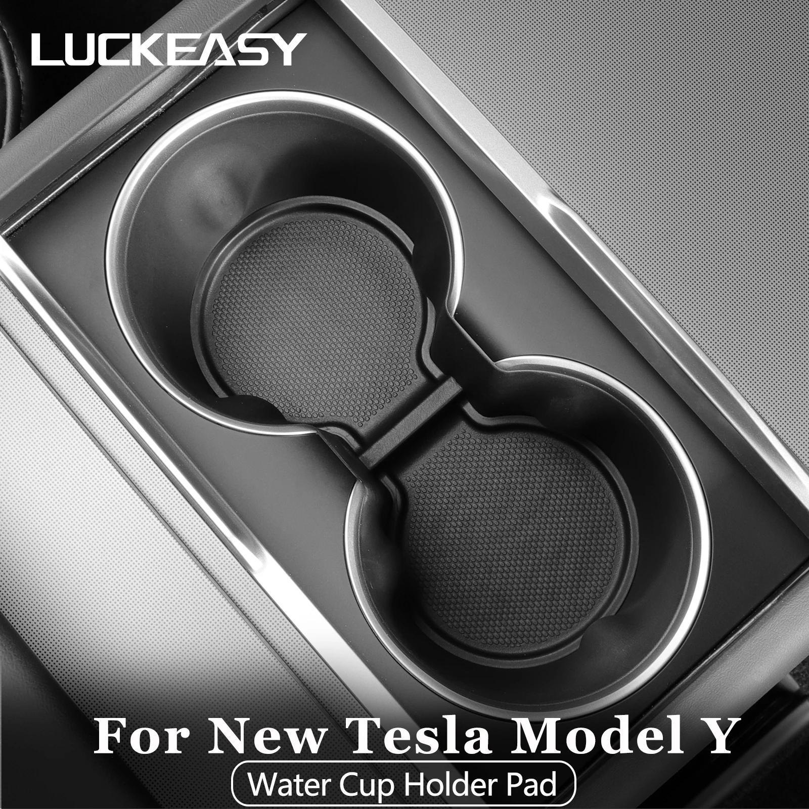 Für Tesla Model Y Juniper/Launch 2025 Mittelkonsole Wasserbecher Pad Anti-Rutsch-Pad Autozubehör ModelY 2. Reihe Getränkehalter Pad