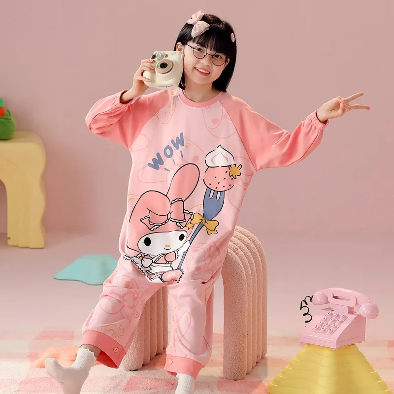 

Детский комбинезон Kuromi Cinnamoroll My Melody из чистого хлопка, дышащая пижама в стиле Family Look, милая и удобная домашняя одежда