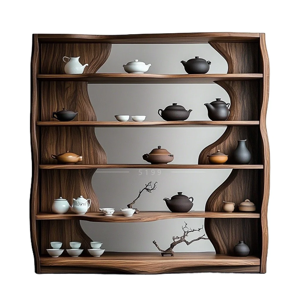 

Solid wood Chinese rack, simple modern living room log tea rack