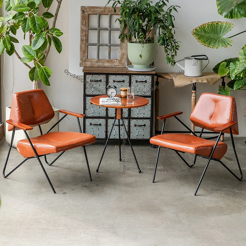 

Одноместное ретро-кресло, кресло-шезлонг из кованого железа для кафе, зоны отдыха и переговоров в магазинах молочного чая, комплект мебели для кафе JT40C