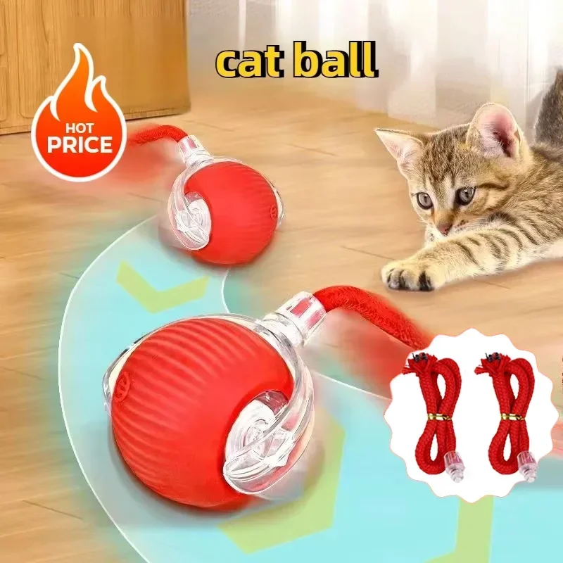 

Cat Interactive Ball Toys Automatic Rolling Ball Faux Tail USB Rechargeable Smart Pet Toy Dog Cat Teaser Training Imitate Mouse