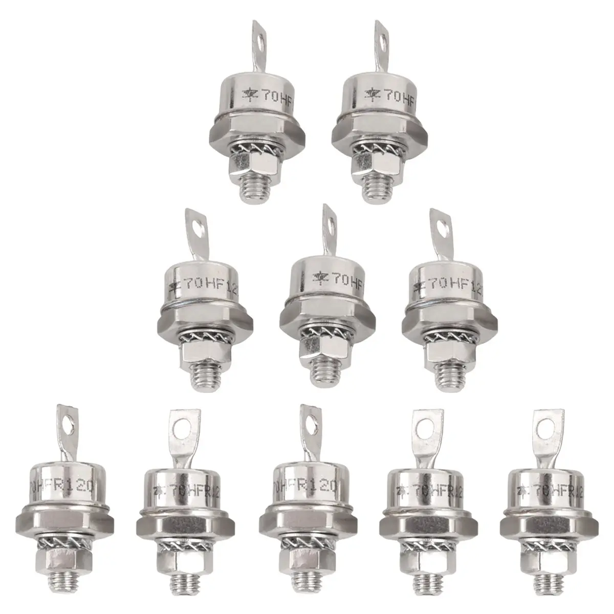 Fits for 5Pairs Rectifier Diode Spiral 70HF120/70HFR120 70A 1200V High Power Rectifier Metal Stud Type Rectifier Diodes