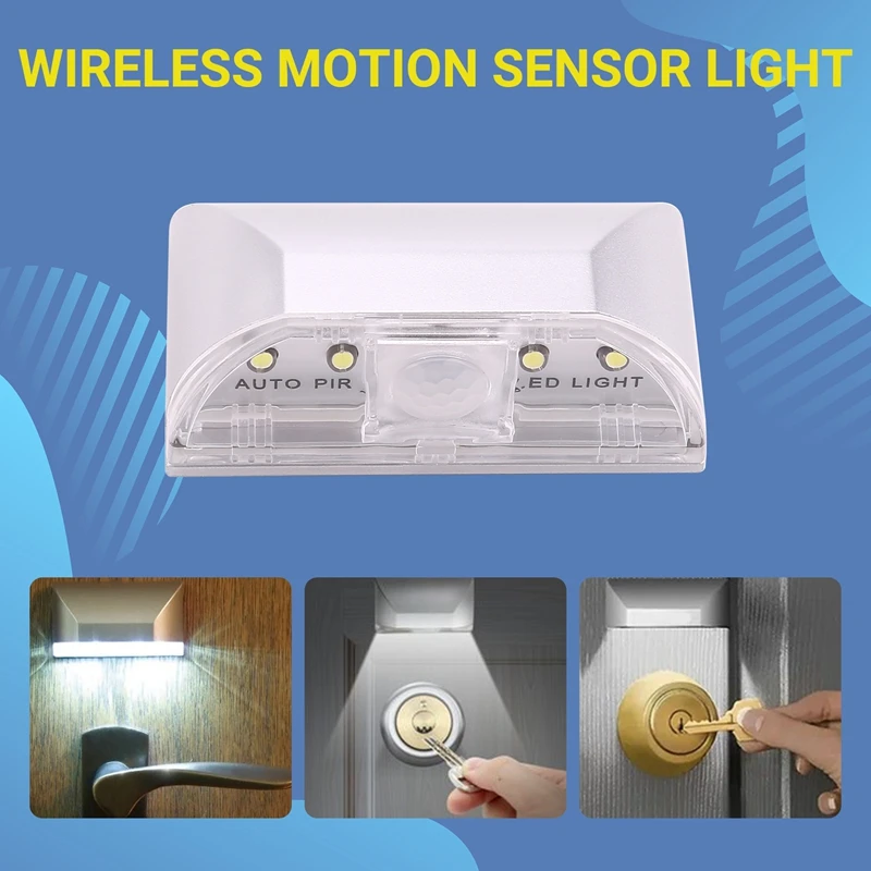 ร้อน! 4 LED Auto PIR อินฟราเรดไร้สายประตู Keyhole Motion Sensor โคมไฟแสง