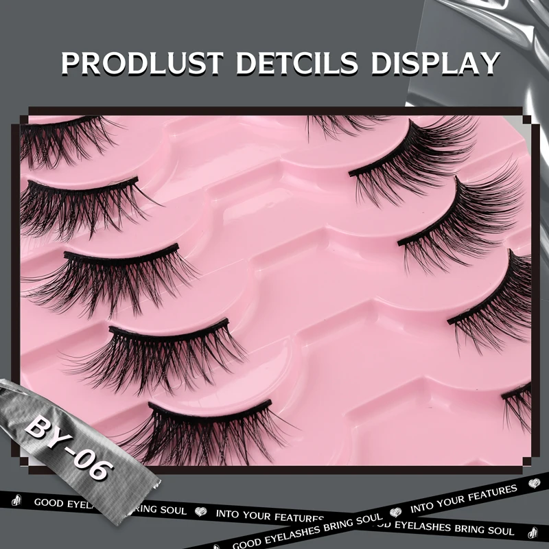 10 Pairs Half Eyelashes Natural New Faux Mink Cat Eye Lash Wispy Fluffy Soft False Lash Extension Makeup Tool