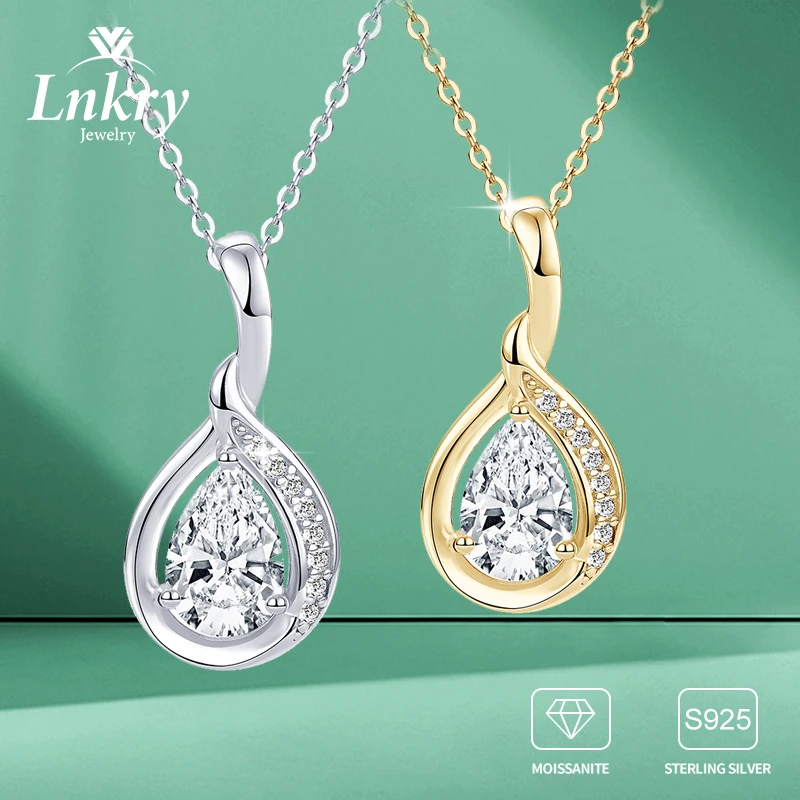 

Lnkry 6x9 мм огранка груши муассанит кулон ожерелье с сертификатами настоящая серебряная цепочка 925 для женщин ожерелья ювелирные изделия подарок