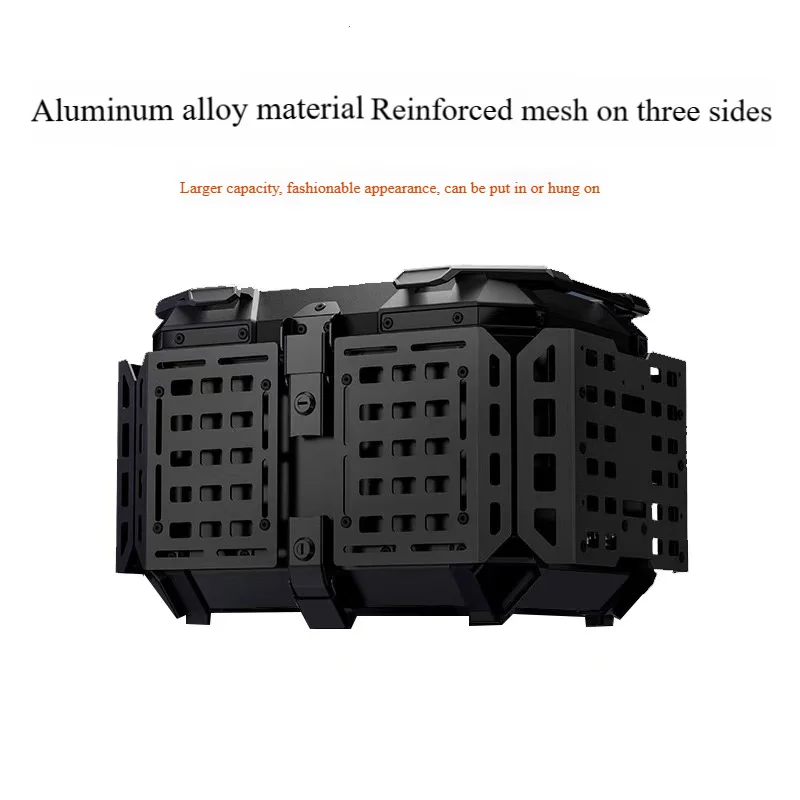 45L Motorcycle Aluminum Alloy Top Case Multifunctional Armor Silver Tail Box with Base Plate, Waterproof Luggage Storage Trunk f
