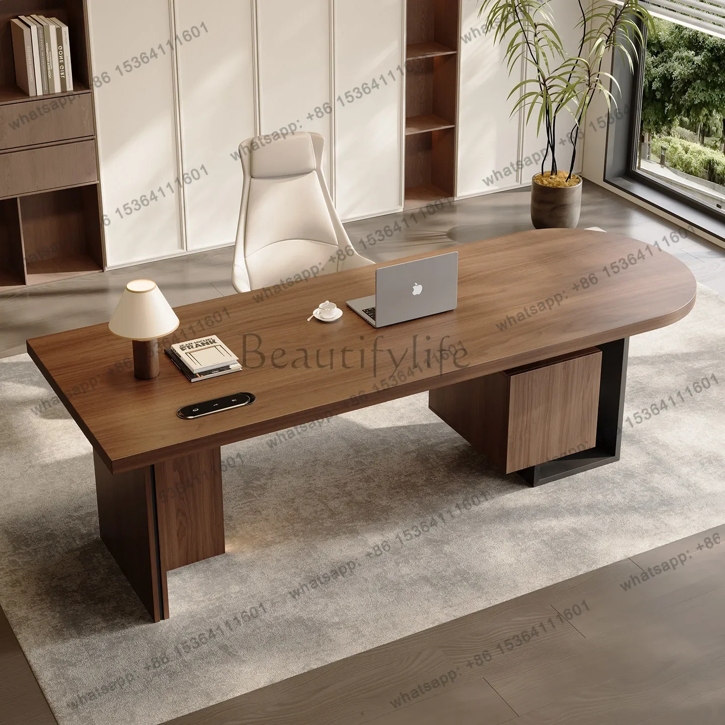 

yj9 Простой современный компьютерный стол в стиле лёгкой роскоши, из массива дерева, комбинированный офисный/домашний стол