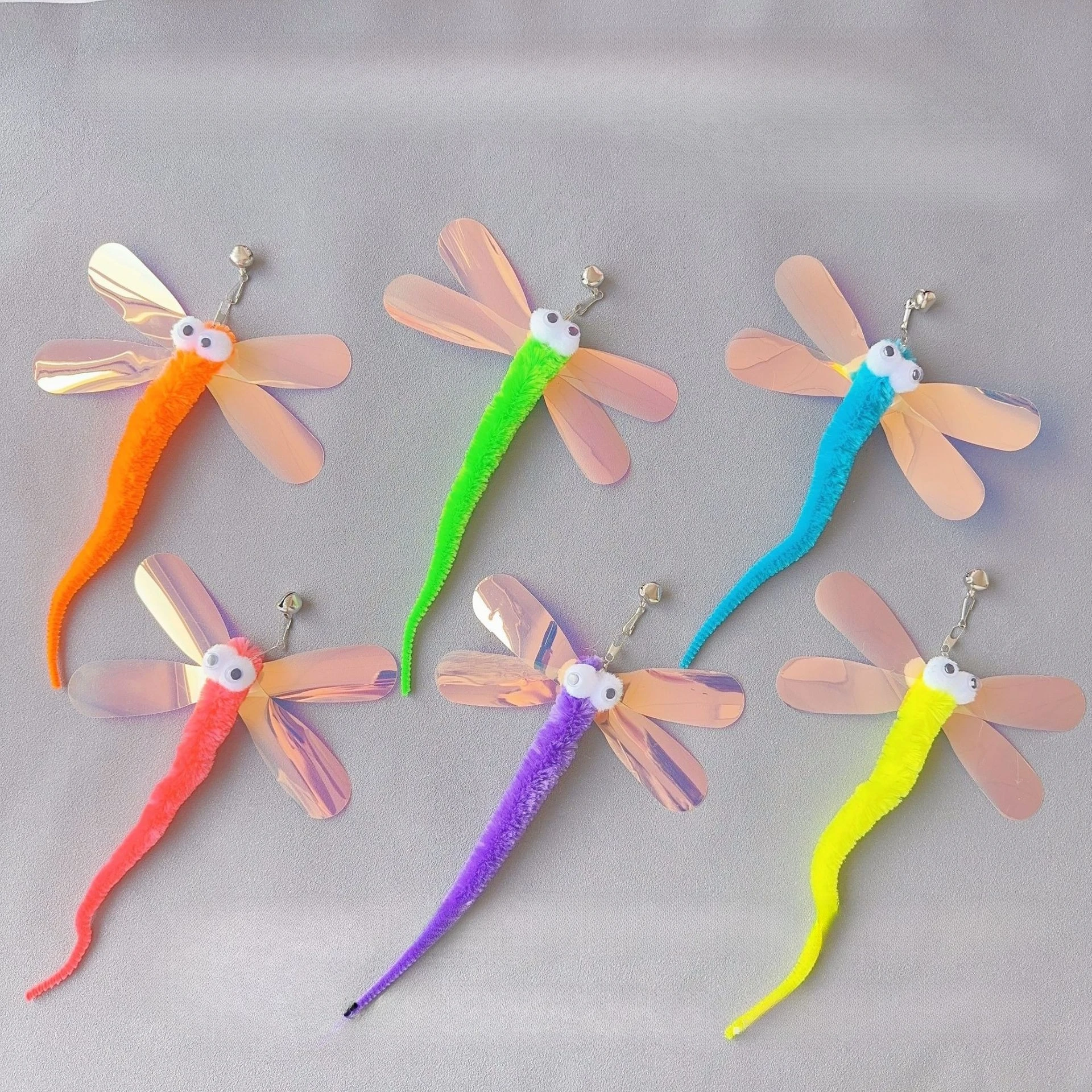 

2pcs/3pcs Plush Dragonfly Cat Toy Training Imitate Cat Interactive Ball Faux Tail Pet Toy