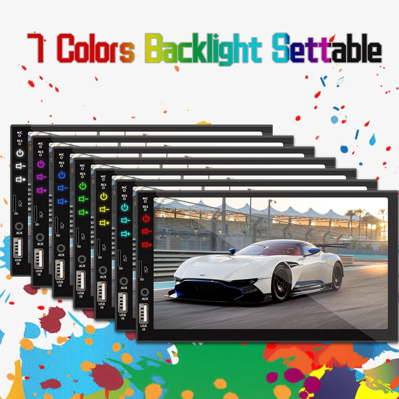 Hippcron راديو ستيريو للسيارة الوسائط المتعددة مشغل MP5 7 "شاشة تعمل باللمس مع كاميرا الرؤية الخلفية دعم AUX/USB/TF 12 فولت سيارة عالمية