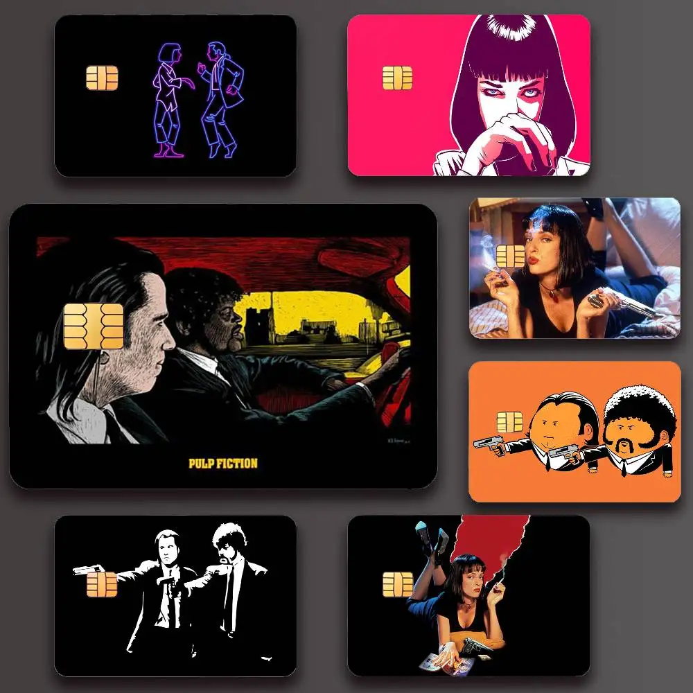 Classic Film Pulp F-Fiction Cool Poster Credit Skin Cover Card Stickers 4PCS Film Bus Pass Front Decoration Bank Debit