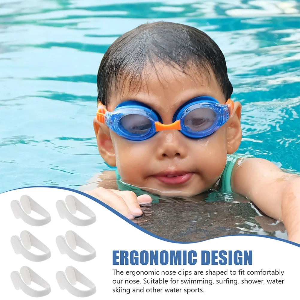 

6 Boxes Anti-Chlorine Nose Clips Professional Swimmer Plugs Wear-Resistant Comfortable Fit for Swimming Surfing Water Skiing