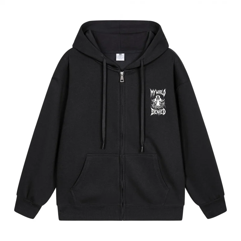 

Men's Zip-Up Hoodie White Print On Black Hoodie Halloween in 2025 Casual Couples’ Style Halloween Theme Halloween Party Outfit