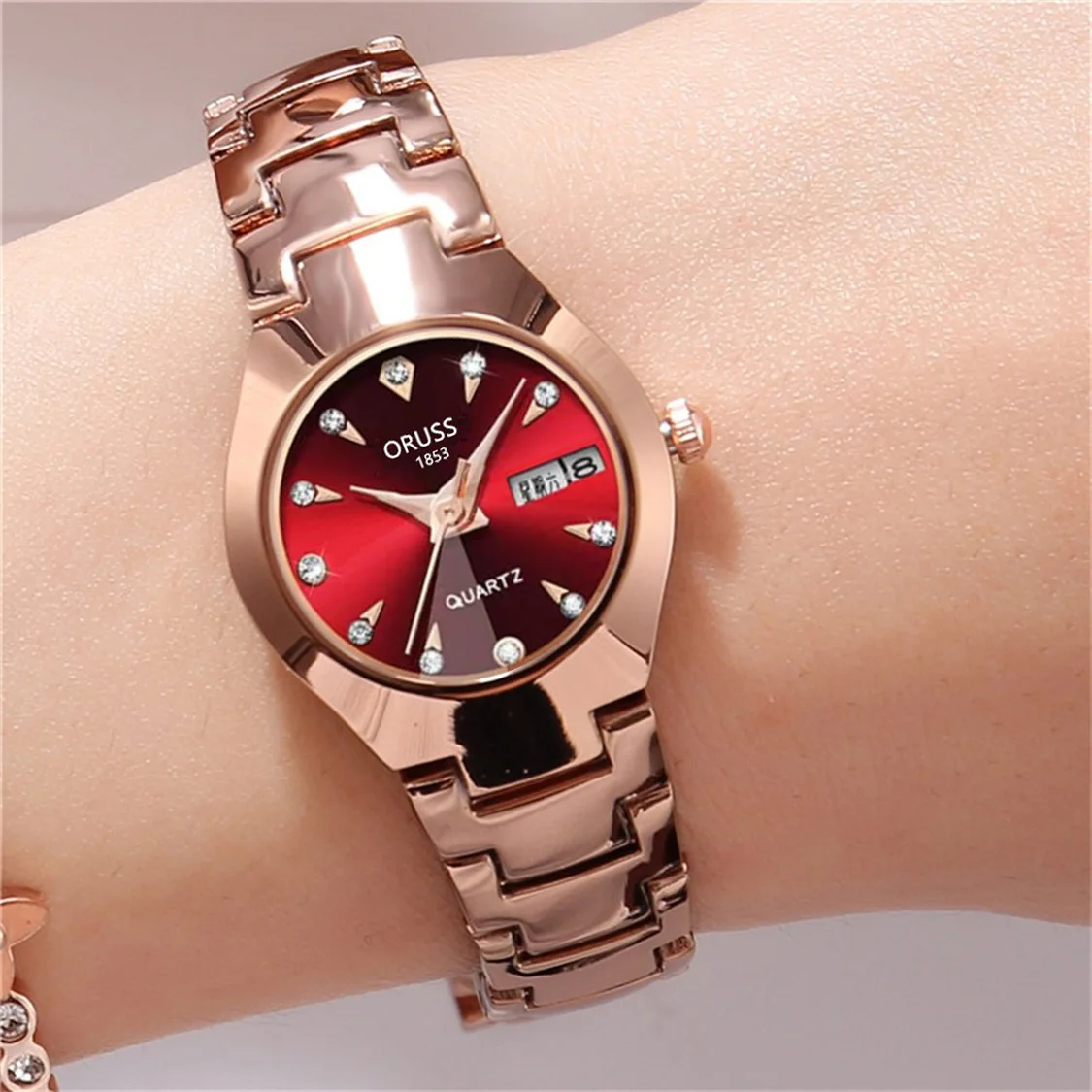 Stylish women's watches trend durable trend double calendar delicate small gentle beautiful women's watch